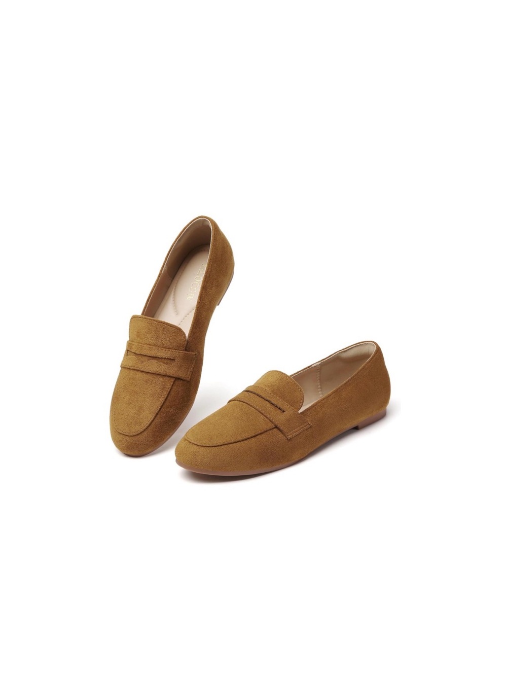 Women’s Suede Penny Loafers in Camel Brown